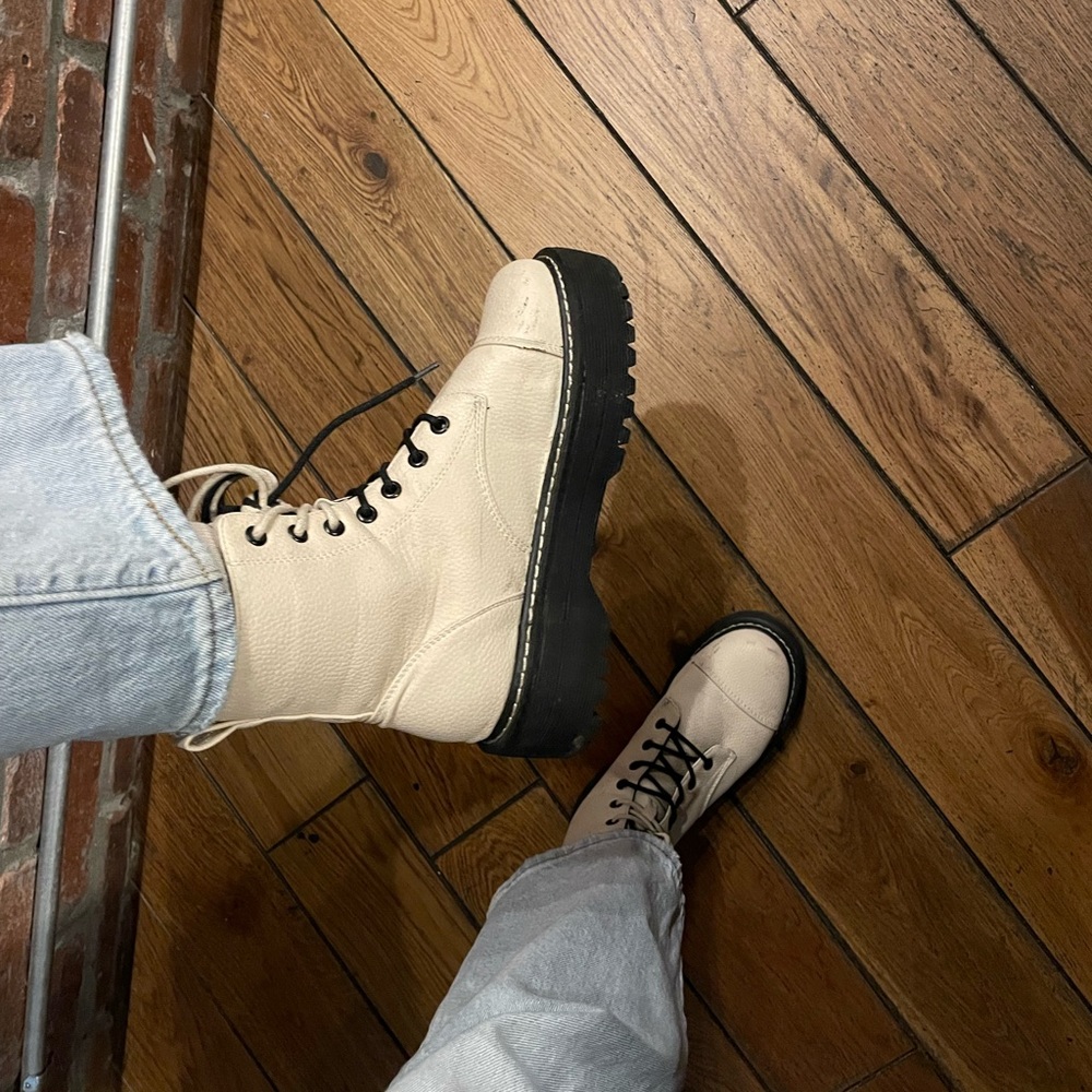 White platform Steve Madden combat boots!